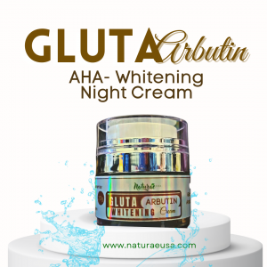 AHA Gluta-Arbutin Whitening Night Cream Formulated with the best whitening actives, Alpha Hydroxy Acid (AHA) and Glutathione. This whitening cream effectively whitens the skin. It helps even out skintone, lightening dark spots and hyperpigmentation. Micro-peels when used with our Anti-aging, Anti-wrinkle blue soap, vitamin c creams, retinol and exfoliating toners, resulting to a smoother, flawless and youthful skin. Actives: Glutathione, Glycolic Acid, Niacinamide Vitamin B3, Lactic Acid, Hydrolized Collagen